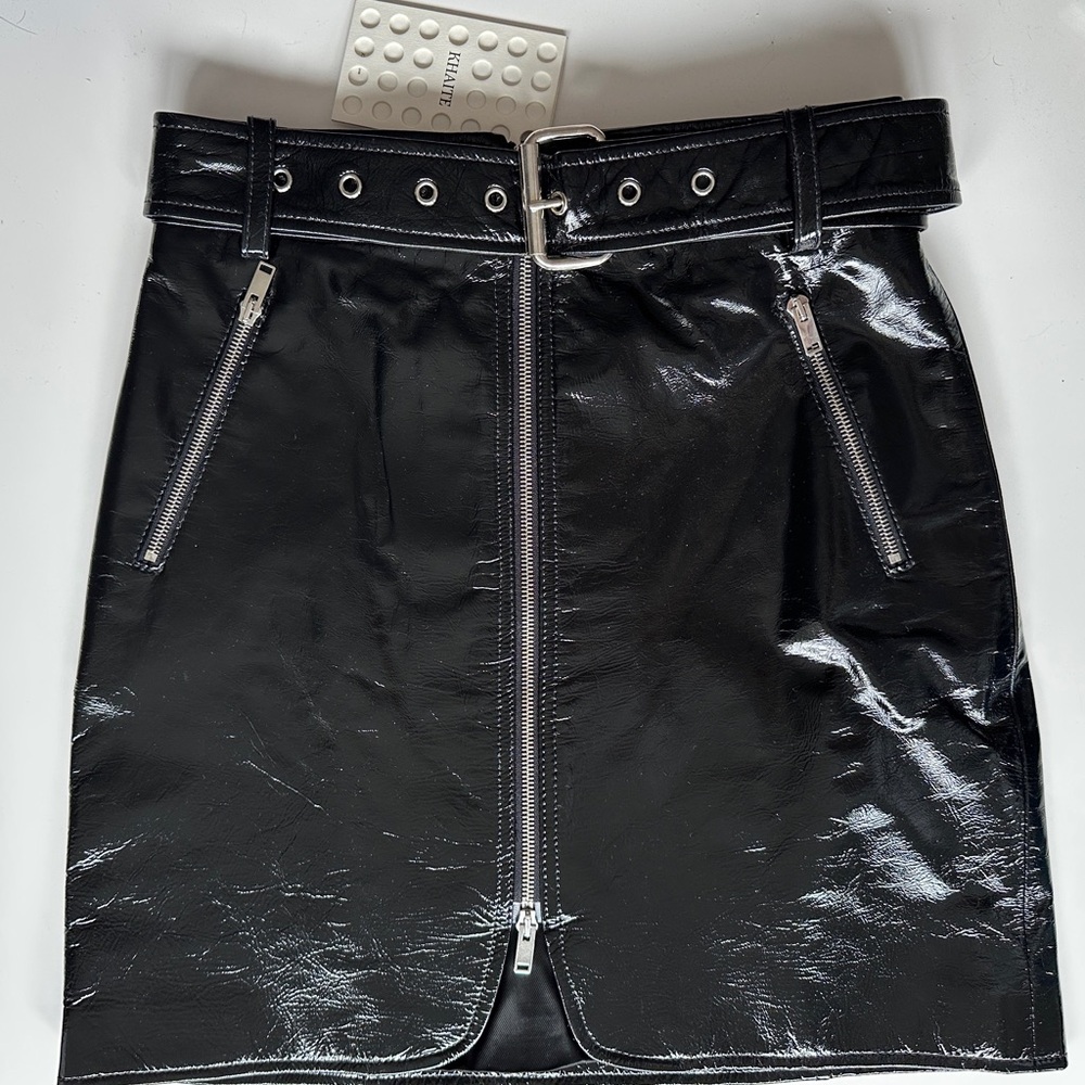 NWT Khaite Luana Calfskin Leather Miniskirt